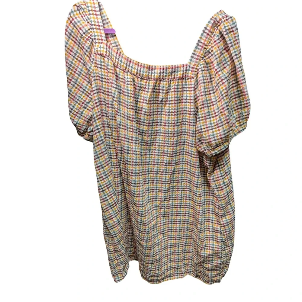 Old Navy Puff Sleeve Top Womens XXL Multicolor Excellent Square Neck Textured